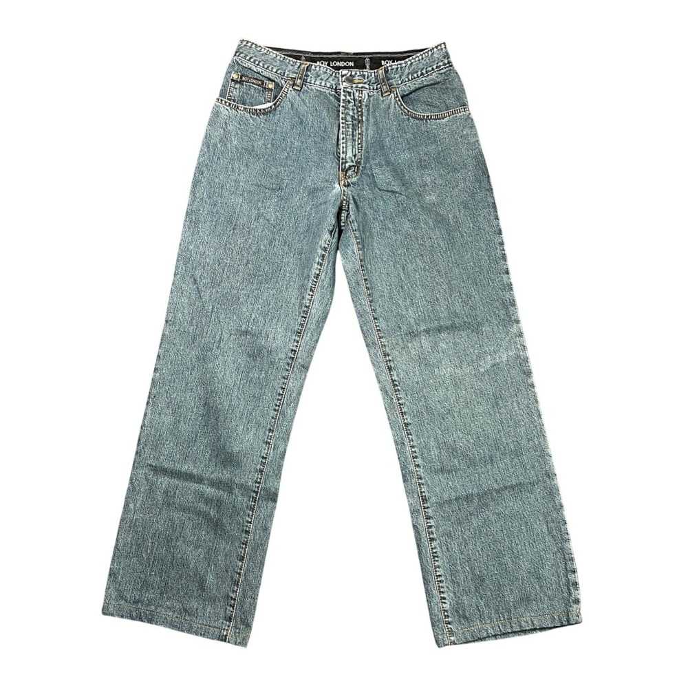 Boy London Men's 33x28 Straight Leg Blue Denim Jeans Medium Wash Relaxed Fit